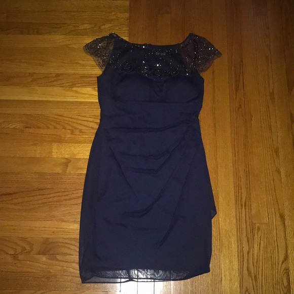 Dj Jaz Cap Sleeve Beaded Sheath Dress 